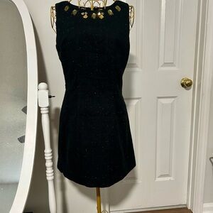 Black and Gold Embellished Mini Sheath Dress